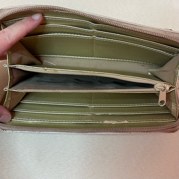 Nine West Metallic Taupe Zip-Around Wallet - Picture 4 of 9